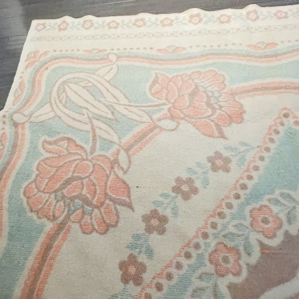 Vintage Wool Orr Health Felt & Blanket Company Holland Tulip Floral Throw - Picture 4 of 11